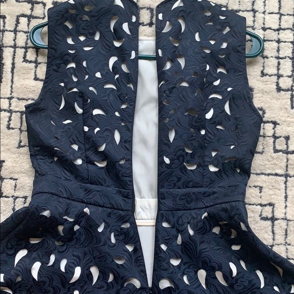 Navy cutout fit and flare dress - Picture 7 of 14